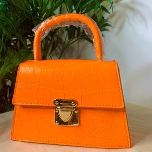 COPY - Orange SHEIN Croc Embossed Push Lock Satchel Bag